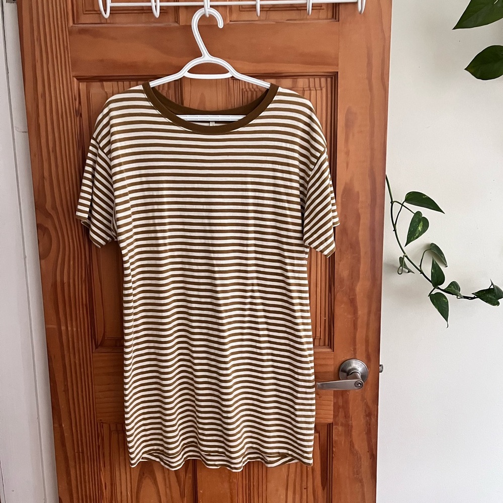 Rylee + Cru brown and Cream Striped Tee